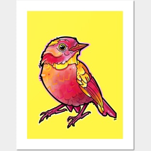 cute bird, red to yellow gradient colors Posters and Art